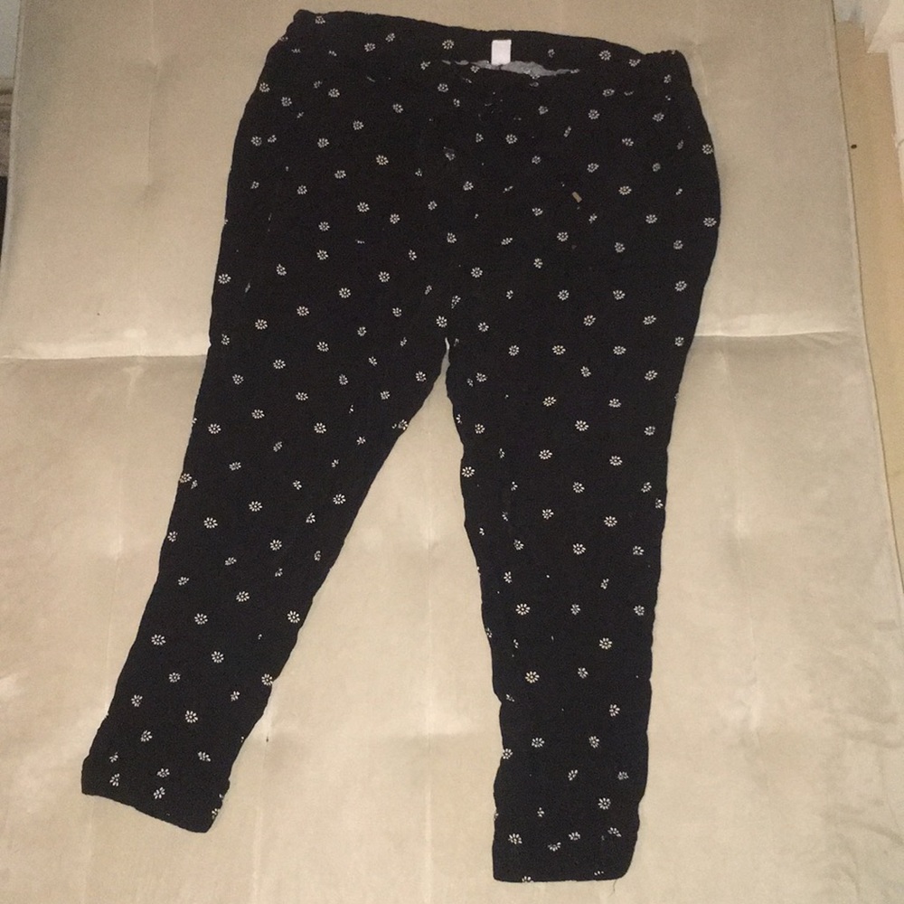 Black Pants with White Flowers